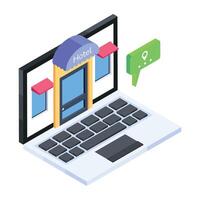 Online hotel isometric icon is up for premium use vector