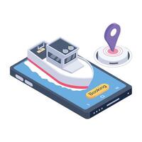 Cruise booking isometric icon, customizable design vector