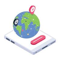 Global travel icon designed in isometric style vector