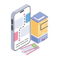 Online reservation isometric icon, editable design vector
