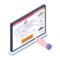 Grab this isometric icon of booking website vector