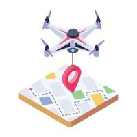 An isometric icon of drone location vector