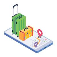An appealing isometric icon of online travel vector