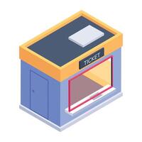 WebReady to use isometric icon of ticket booth vector