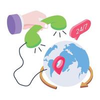 WebPremium isometric icon of global support vector