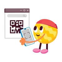 WebA cartoon style sticker of qr scan for digital payment vector