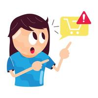WebA mascot style sticker of a cart error vector