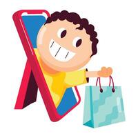 WebA comic style mascot of mobile shopping vector