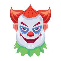 Basic RGBA flat style character of creepy clown smiling vector