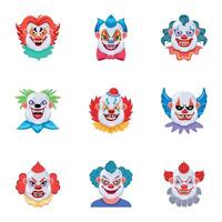 Basic RGBSet of 09 Buffoon Face Flat Vectors