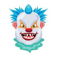 Basic RGBA flat of scary clown with creepy laugh vector