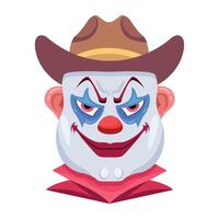 Basic RGBClown scary face with smile expression, flat icon vector