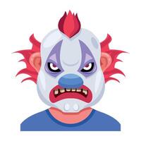 Basic RGBA flat style mascot of evil clown vector
