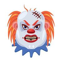 Basic RGBA flat style mascot of clown stitches on head vector