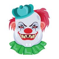Basic RGBA flat style character of buffoon with creepy smile vector