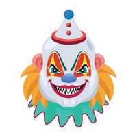 Basic RGBA flat style icon showing spooky buffoon smile vector