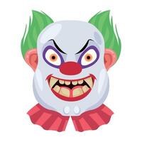 Basic RGBA flat icon showing spooky clown laugh vector