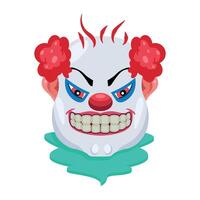Basic RGBA flat mascot of evil buffoon with creepy smile vector