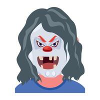 Basic RGBA flat style icon of spooky face with hairs vector