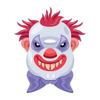 Basic RClown character with evil expressions, flat icon GB vector