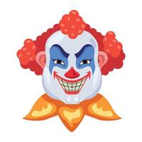 Basic RGBFlat style of scary face clown with evil smile vector