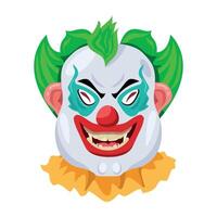 Basic RGBA flat icon of smiling clown with creepy expressions vector
