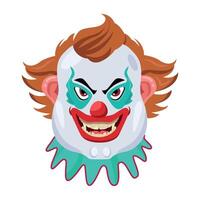 Basic RGBScary joker face with creepy smile, flat icon vector