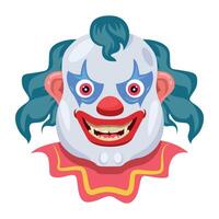 Basic RGBClown mask with spooky expressions, flat icon vector