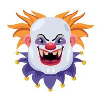 Basic RGBA flat icon of laughing spooky clown vector