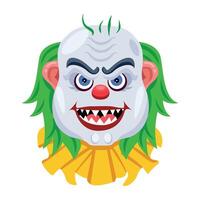 Basic RGBA flat style icon of scary clown vector