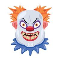 Basic RGBCreepy clown face with evil smile, flat icon vector