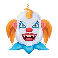 Basic RGBA killer clown with creepy smile, flat icon vector