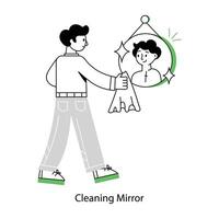 WebCaptivating line mini illustration of cleaning mirror vector