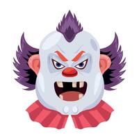 Basic RGBA flat of clown evil laugh vector