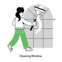 Here is a line mini illustration of cleaning window vector