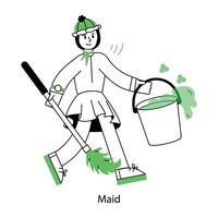 Get a glimpse of maid line mini illustration vector