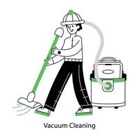 WebModern line style mini illustration of vacuum cleaning vector