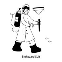 WebReady to use line style mini illustration of biohazard suit vector