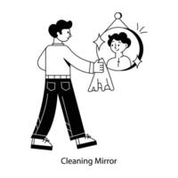WebCaptivating line mini illustration of cleaning mirror vector