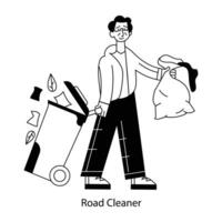 WebA customizable line mini illustration of road cleaner vector