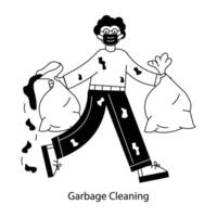 WebEasy to edit line mini illustration of garbage cleaning vector