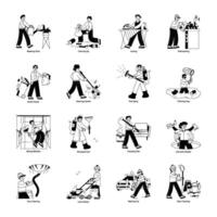 WebPack of Cleanliness Line Mini Illustrations vector