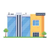 WebEditable isometric icon of a shopping mall vector