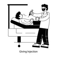 WebCharacter based linear mini illustration of giving injection vector