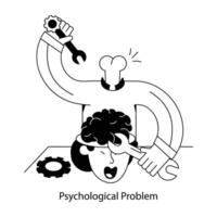 WebPremium outline mini illustration of psychological problem vector