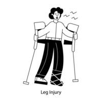 A linear mini illustration of leg injury vector