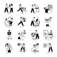 Handy Set of Healthcare Linear Illustrations vector