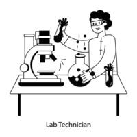 WebTrendy outline mini illustration of lab technician vector
