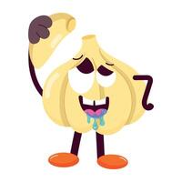 WebA flat style cartoon of garlic vector