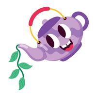 WebInfusion tea kettle sticker in flat style vector